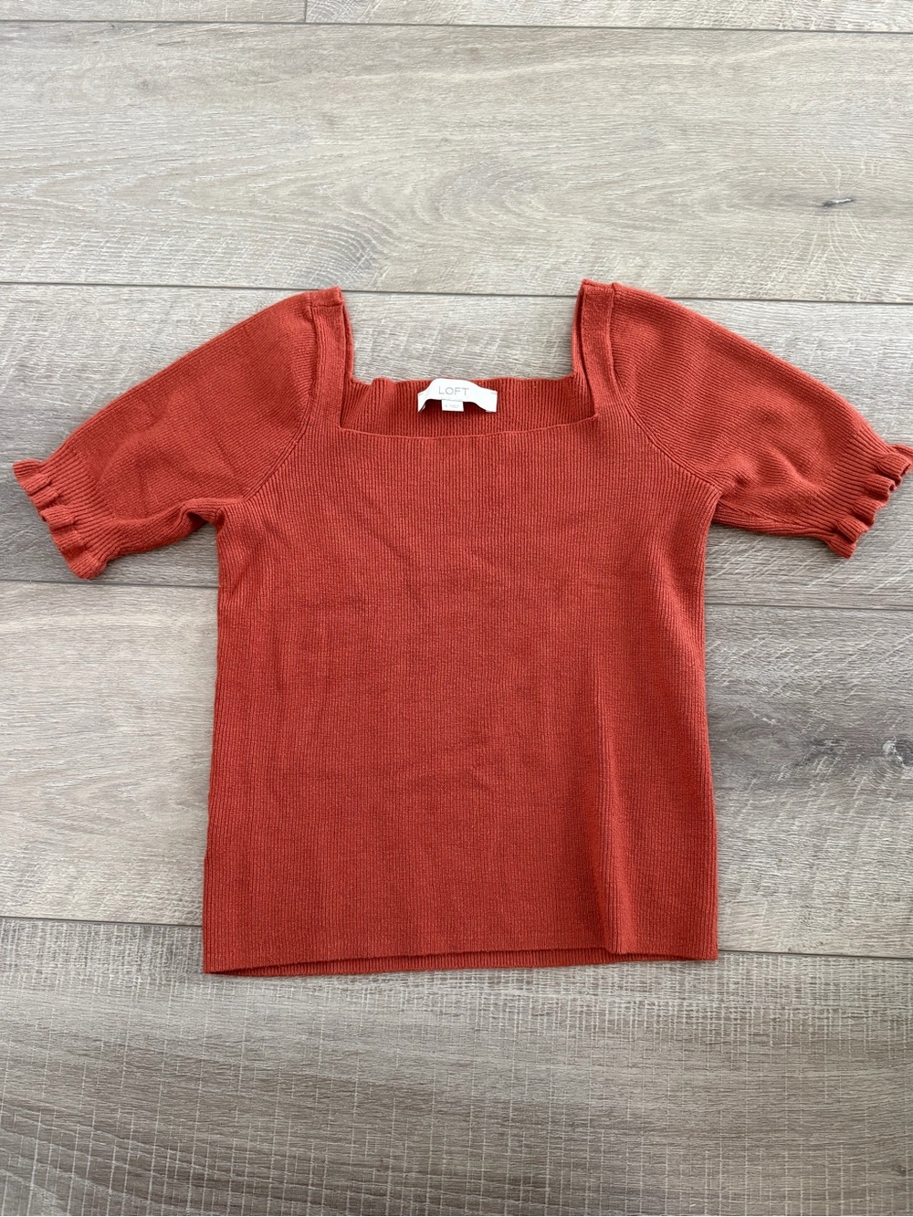 LOFT Rust Square Neck Sweater Moroccan Spice Small